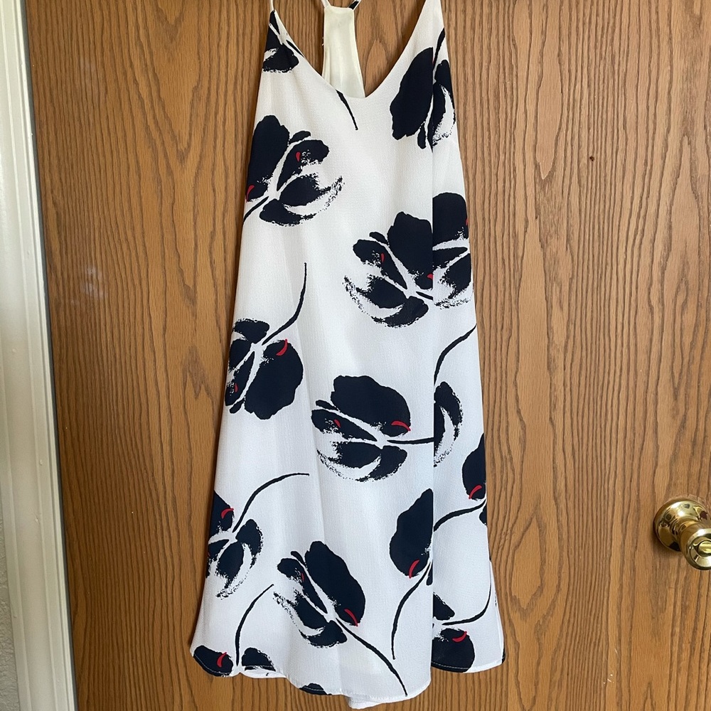 Spaghetti strapped white dress with flowers
